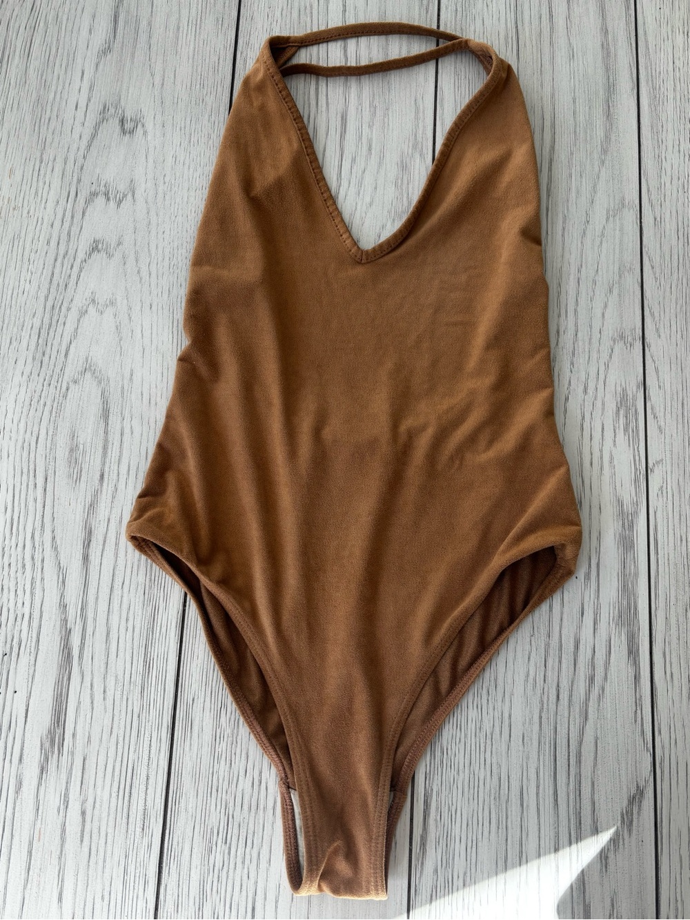 Blue Life Girls' Brown Halter One-Piece Swimsuit
